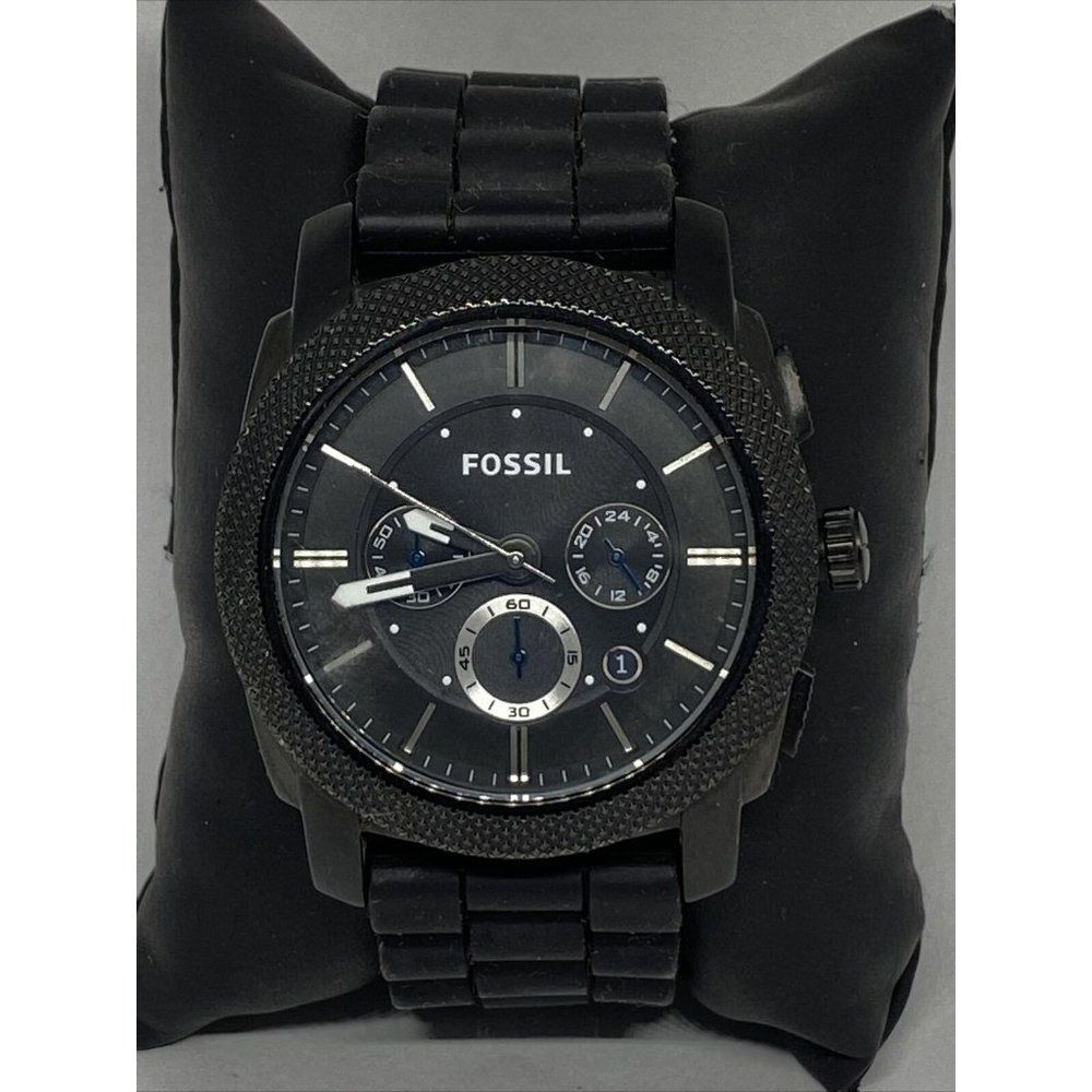 Fossil FS4487 Men's Black Silicone Analog Black Di